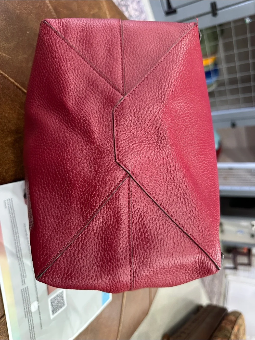 MICHAEL Michael Kors Junie Red Pebbled Leather Drawstring Backpack